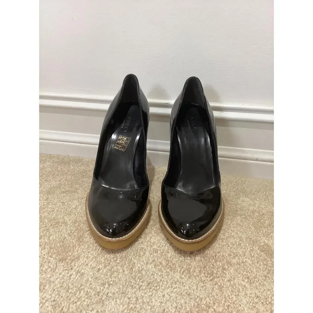 Gucci Patent Leather Rubber Platform Pumps - Picture 1 of 5